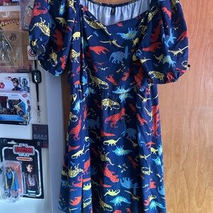 SHEIN Multicolor Dinosaur Print Dress
